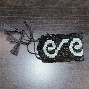 Black and Blue Beaded Bracelet with Tassels